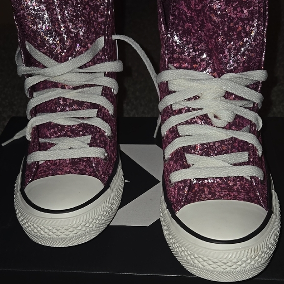 Converse Women's Glitter High-Top Sneakers - Pink Size 7 - Picture 3 of 5
